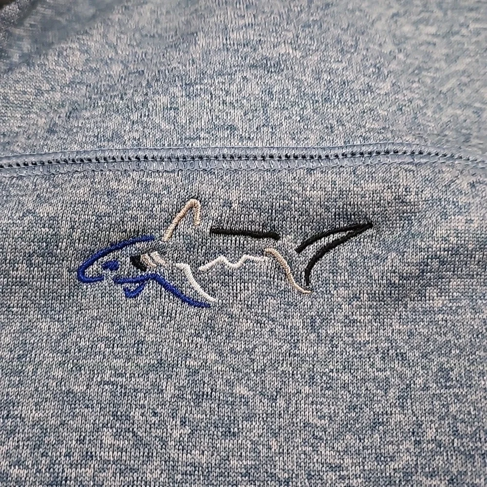 Greg Norman Heathered Blue Gray Quarter Zip Pullover Logo Sweatshirt Size XL